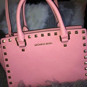 Authentic Michael Kors Pink, Studded, Hand Bag
